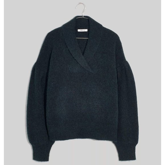 NWT Madewell Vinson Shawl-Collar Sweater, Green, XXS - Picture 1 of 10